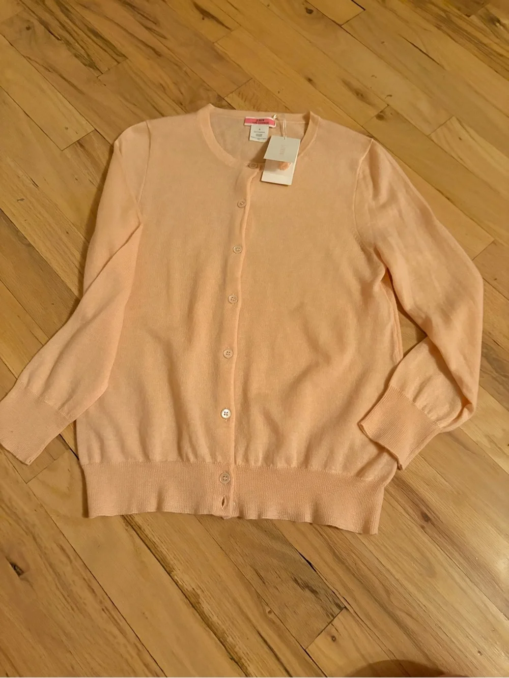 J. Crew Cashmere Peach Crewneck Button Cardigan